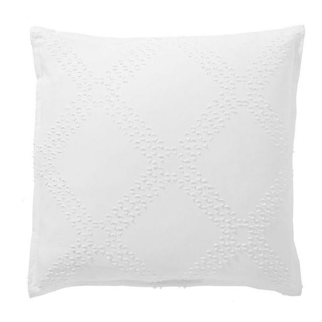Textured Jacquard Cotton Sham, Euro, White