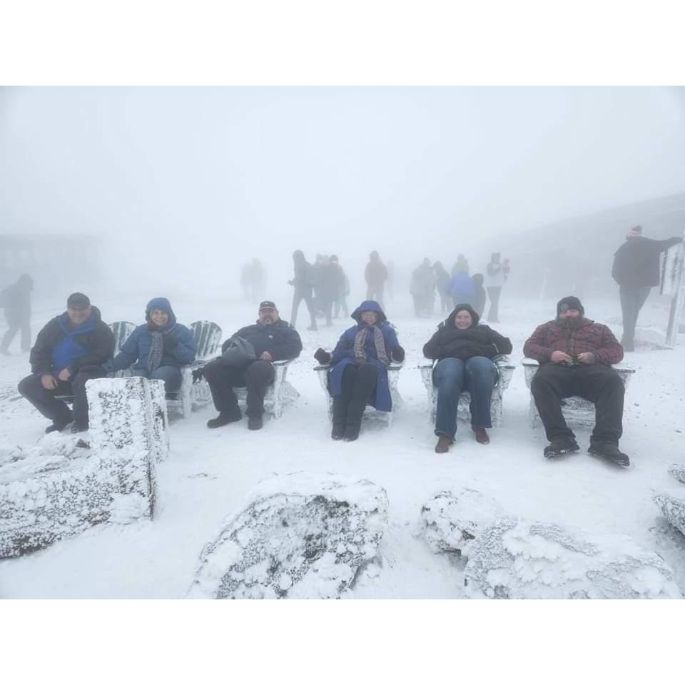 The adirondack chairs at the top of Mt Washington, New Hampshire