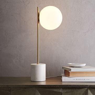 Sphere & Stem Table Lamp in Brass, Set of 2