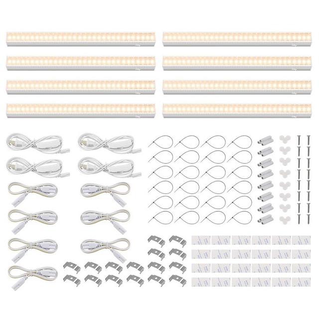 Barrina Grow Lights for Indoor Plants, Full Spectrum Sunlight, 1ft Plant Light, LED Grow Light, T5 Grow Light Strip, Plug and Play, Yellow, 8-Pack