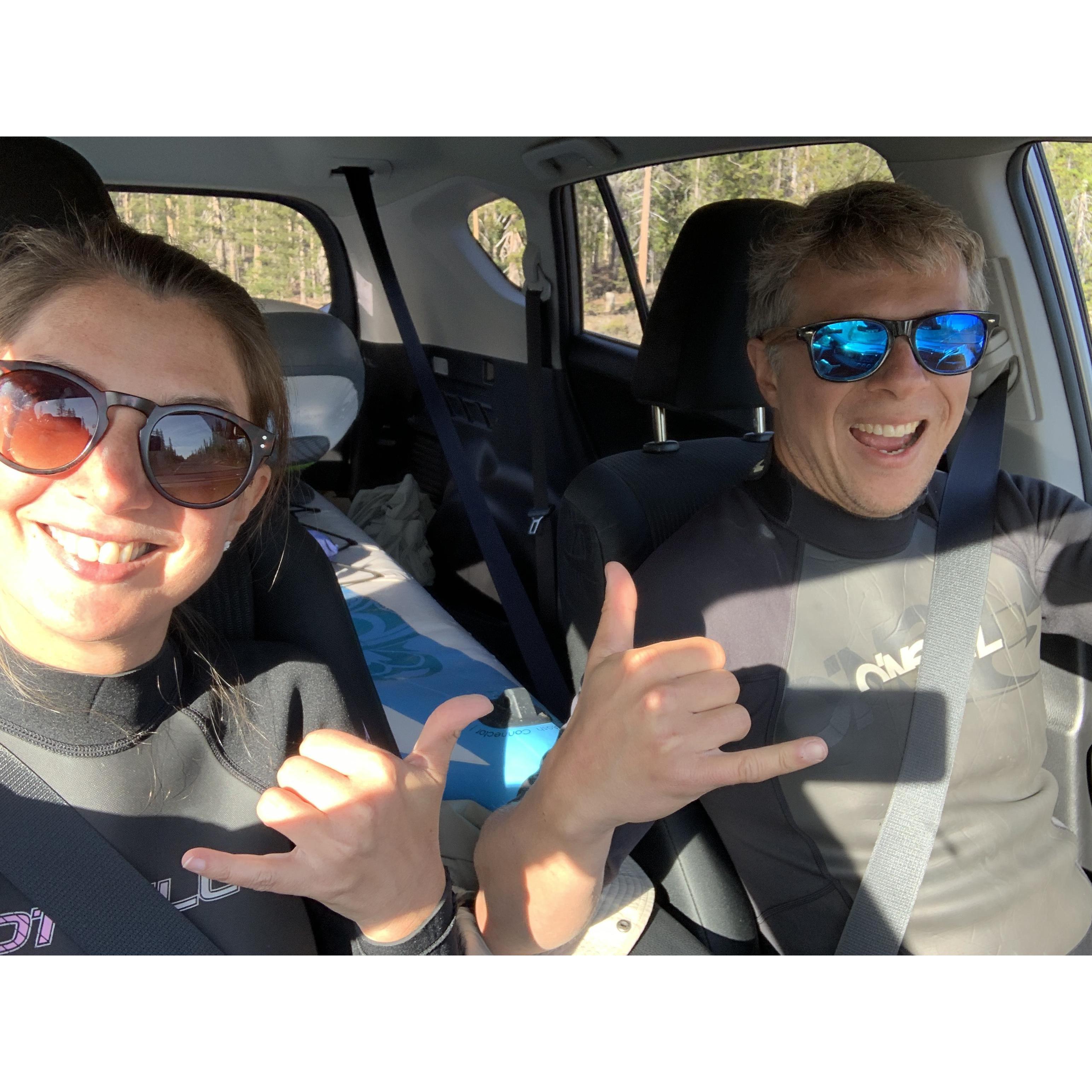 Living in wetsuits. Having fun exploring Oregon lakes with on a SUP :)