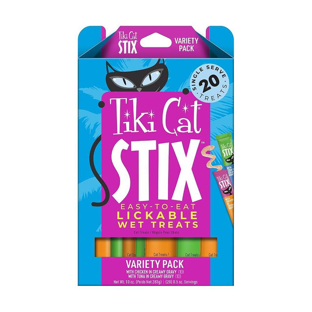 Tiki Cat Stix Mousse Treats, Single Serve Indulgent Lickable Treat or Dry Food Topper, Variety Pack, 0.5 oz. Servings (20 Count)