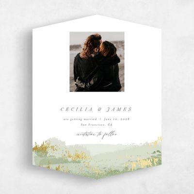 Green Diamond Wedding Save the Date - Ione Portrait Foil