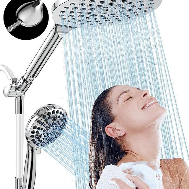 MakeFit 21-mode Dual Handheld Shower Head Combo, Upgraded 2-in-1 Rain Shower Heads System 8 Inch Rainfall Shower Head and 10 Modes High Pressure Hand Held Showerhead with Built-in Power Wash