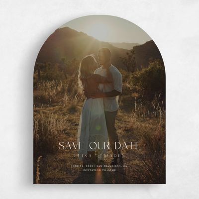 White Arch Wedding Save the Date - Povera Photo