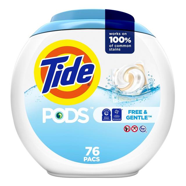 Tide Pods Laundry Detergent Pacs - Free & Gentle - 60oz/76ct