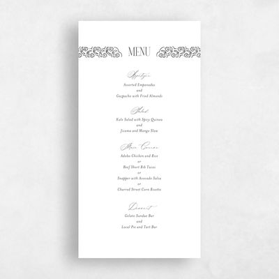 White Wedding Menu - Sorsha