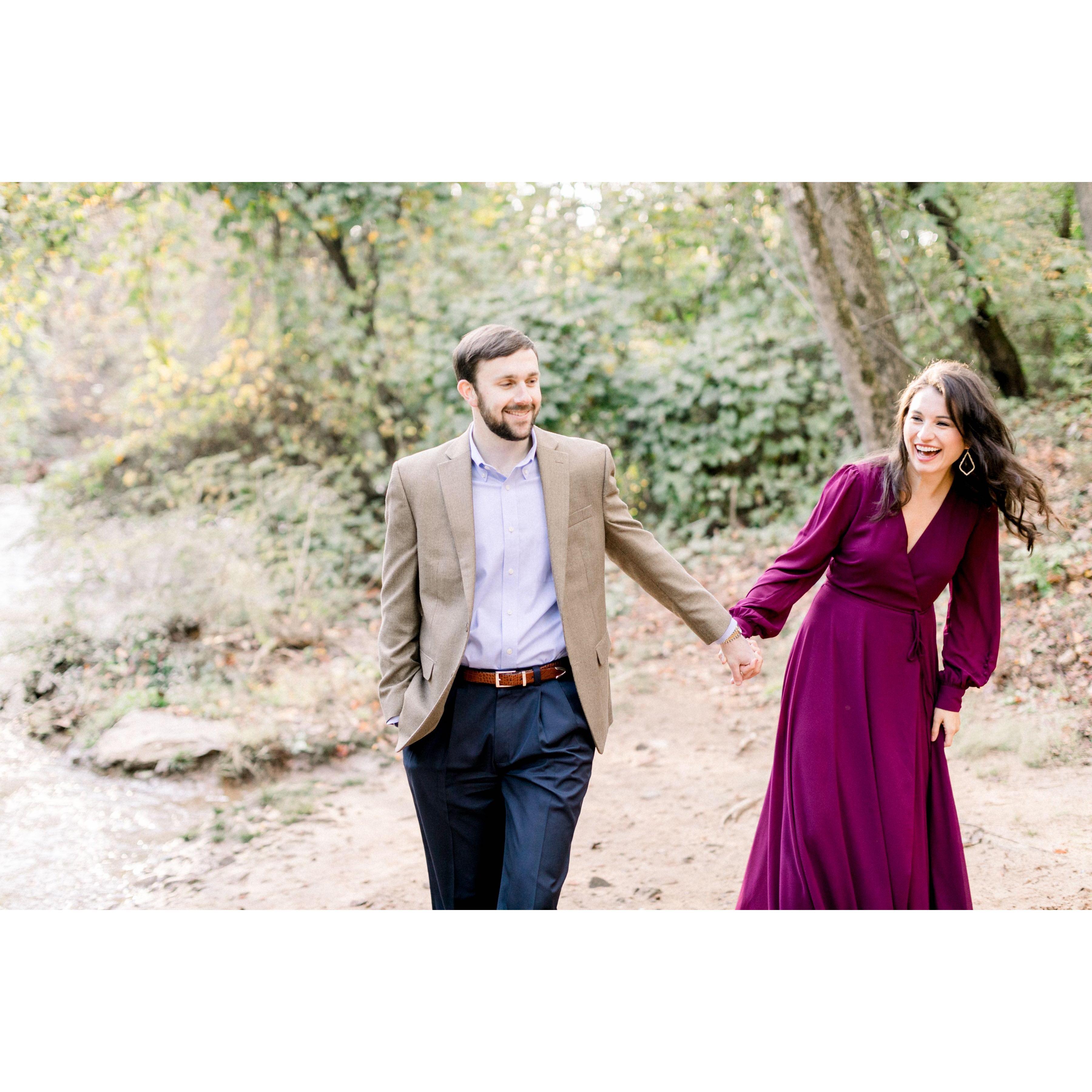 Engagement Photos in Rosewell Mill Park - Abby Byrd Photography