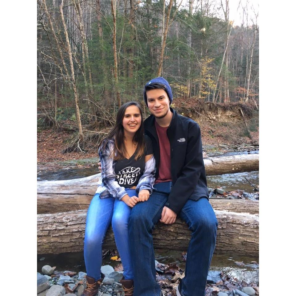Our first photo together, during a hike in Ithaca, NY