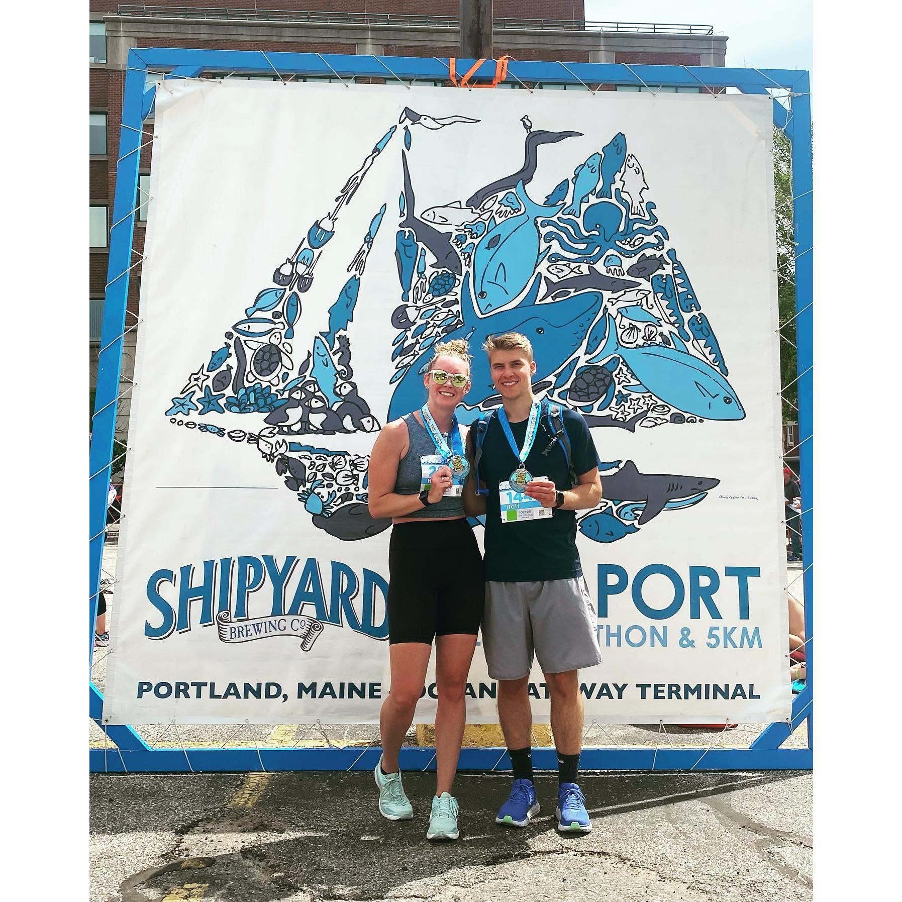 Courtney convinced Joe to join her for a half marathon