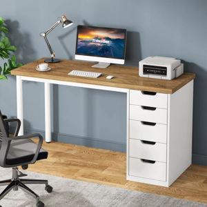 Briget 5-Drawer Computer Desk, Writing, Dressing Modern - Light Brown/White