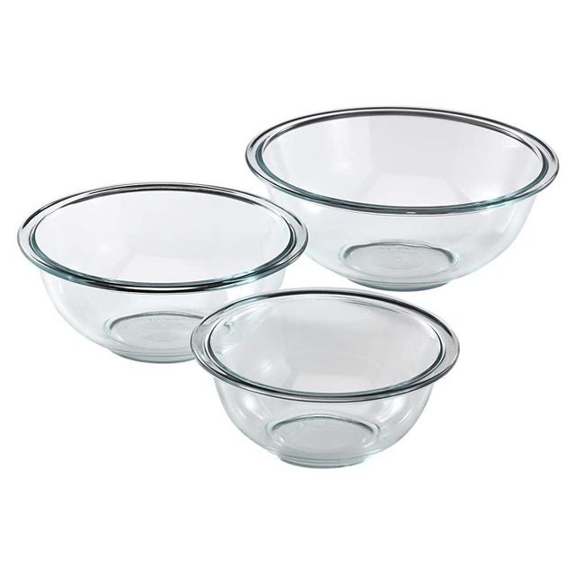 Pyrex 1118441 Prepware Mixing Bowl Set, 3-Piece, Clear