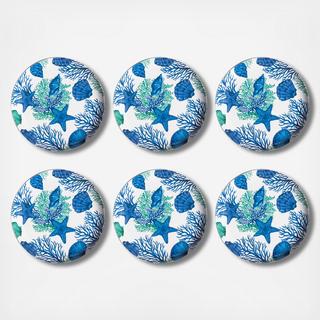 Coastal Coral Melamine Salad Plate, Set of 6