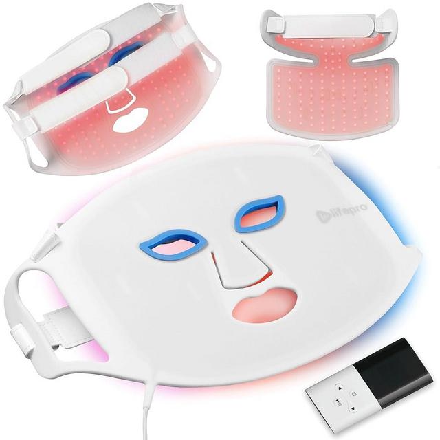 LifePro LED Face Mask Light Therapy - Led Facial Mask for Face Therapy - 4 Color Light Therapy Mask for Face & Neck - Truly Portable Therapy Mask