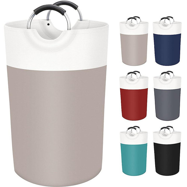 BlissTotes Laundry Basket, Laundry Hamper, Collapsible Laundry Baskets, Dirty Clothes Hamper, Waterproof Laundry Basket with Foam Protected Aluminum Handles for College Dorm, Family 115L (Khaki)