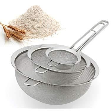 Spring Chef Premium Fine Mesh Strainers, 100% Stainless Steel, Set of 3 Kitchen Sieves