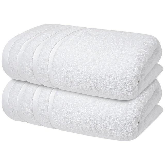 Infinitee Xclusives 100% Cotton Luxury Bath Towels Set of 2 (27x54 Inches), Soft, Absorbent, Quick Dry, Perfect Towels for Bathroom, Gym, Spa & Hotel |Brilliant White|