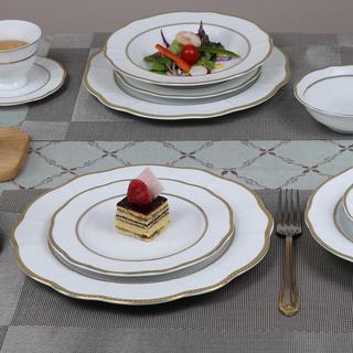 Lorren Home Trends 24-Piece Wavy Fine China Lattice Dinnerware Set, Service for 4