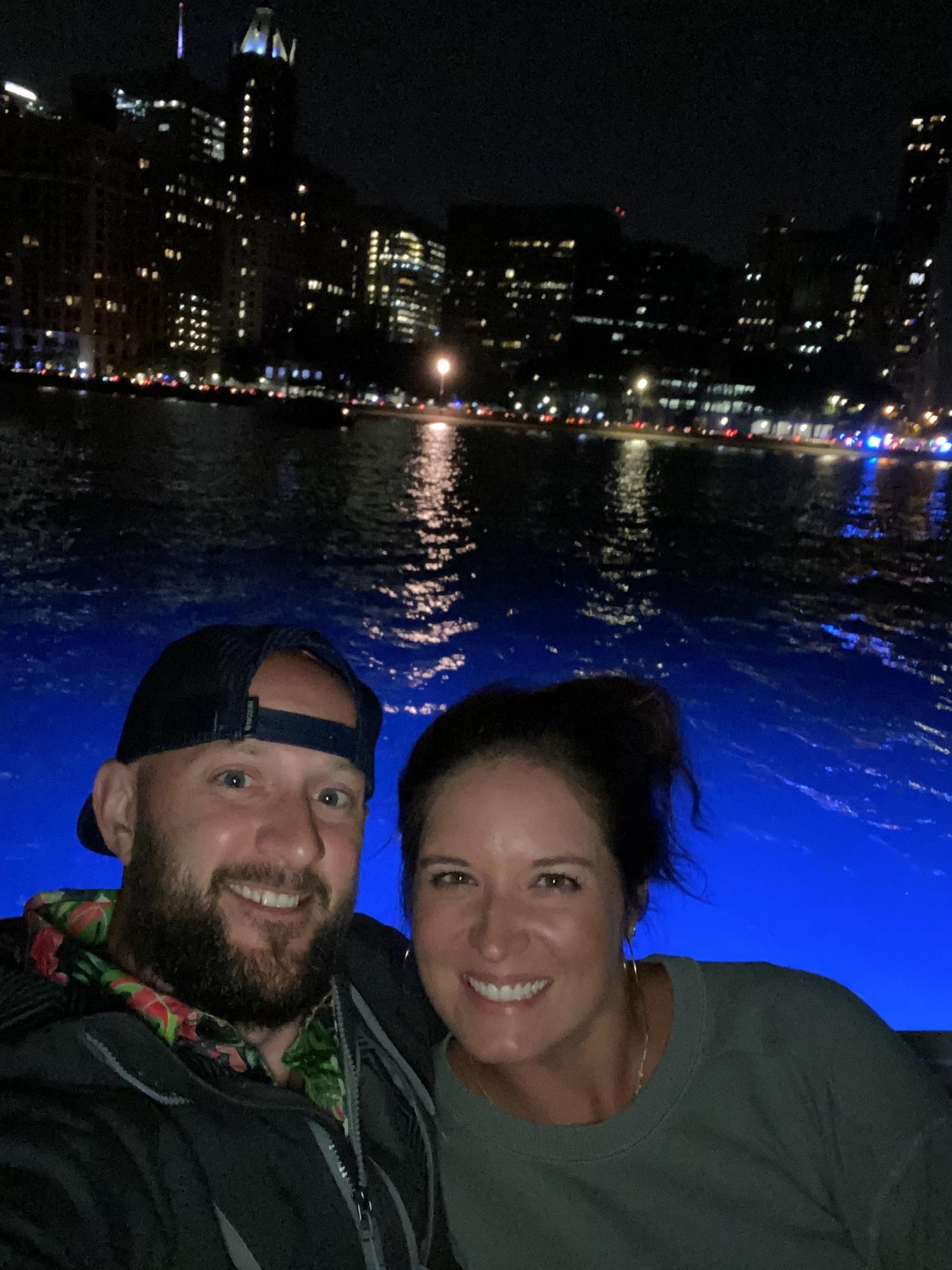 Our very first picture together..
Shout out to Dante for taking us out on his boat on Lake Michigan!