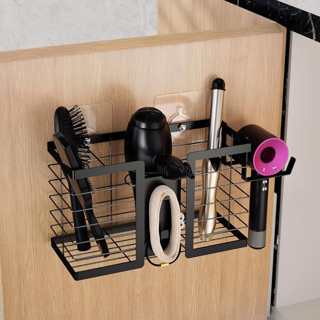 FUNKYLEE Hair Tool Organizer Hair Dryer Holder, 3 in 1 Metal Bathroom Blow Dryer Organizer Wall Mount for Flat Iron, Curling Iron, Straightener, Hair Care & Styling Tools Storage and Organizer