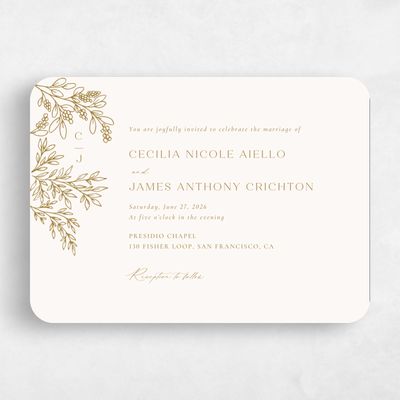 Rounded Wedding Invitation - Vinehall Landscape