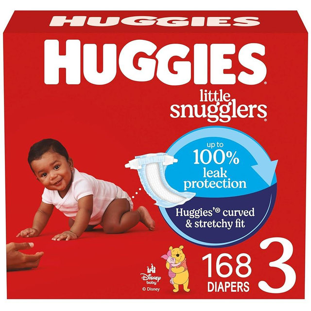 Huggies Size 3 Diapers, Little Snugglers Baby Diapers, Size 3 (16-28 lbs), 168 Count (6 Packs of 28), Packaging May Vary