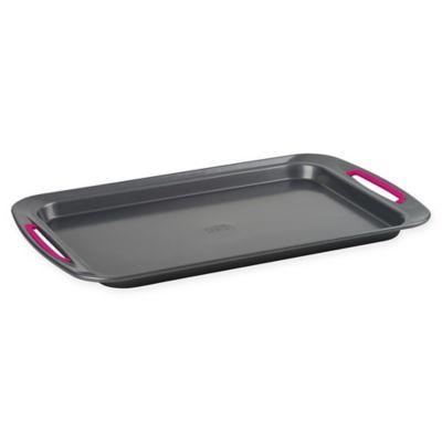 Trudeau® Nonstick 10-Inch x 15-Inch Carbon Steel Cookie Sheet in Grey/Fuchsia