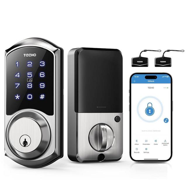 TEEHO TE006 Smart Lock - Keyless Entry Door Lock with Keypads - Electronic Deadbolt - Easy Installation - IP54 Waterproof - Auto Lock - Satin Nickel
