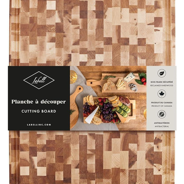 Labell Large Canadian Maple Wooden Cutting Board, Wood Cutting Board with Juice Groove for Food Prep, Natural Durable Butcher Block for Kitchens - 16" x 20" x 1.5"