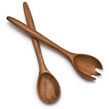 Lipper International 1188 Oblong Salad Servers, Acacia