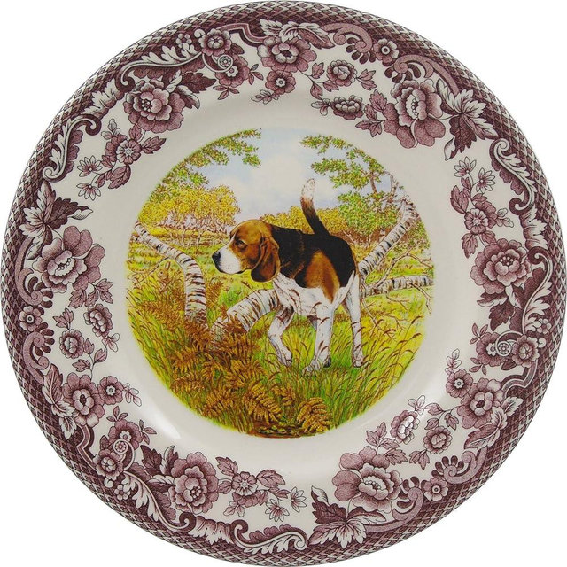 Spode Woodland Plate, Beagle | Hunting Cabin, Lodge, and Cottage Décor | Made in England from Fine Earthenware | Microwave and Dishwasher Safe (8 in)