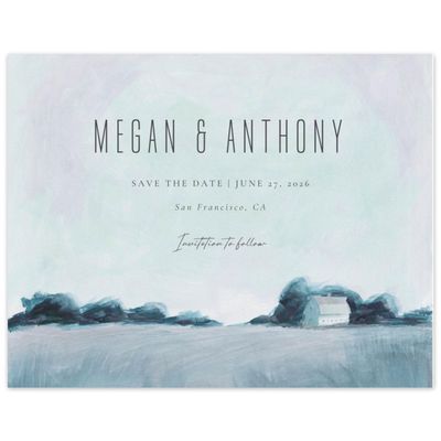 Dusty Blue Wedding Digital Save the Date - Whitaker Landscape