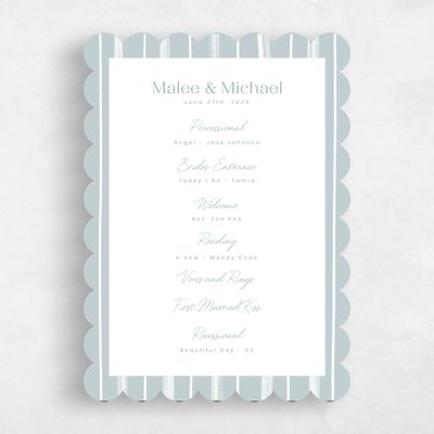 Blue Scalloped Wedding Program - Coastal