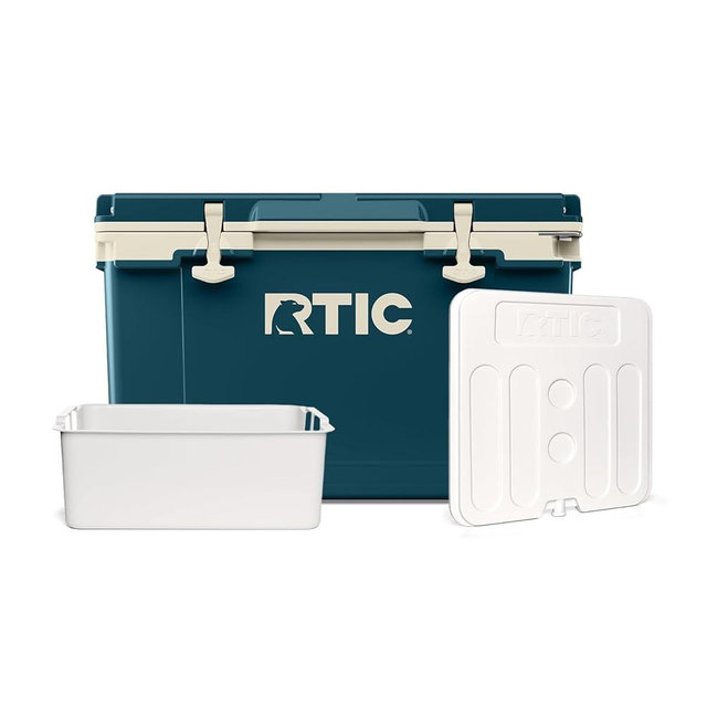 RTIC 52 Qt Ultra-Light Cooler Bundle with Freezable Divider and Dry Goods Basket, Hard, Insulated, Portable, Lightweight for Outdoor, Beach, Camping, Sports, Picnic, Boat, Travel, 76 Can Capacity