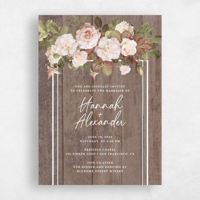 Dark Wood, Brown Wedding Invitation - Quintana Frame