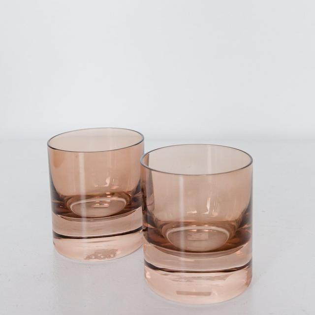 Estelle Colored Rocks Glass - Set of 2 {Amber Smoke}