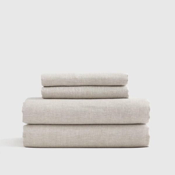 European Linen Sheet Set with Top Sheet - Cal King (Natural Chambray)
