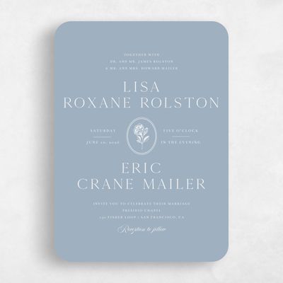 Blue Rounded Wedding Invitation - Grandiflora Portrait