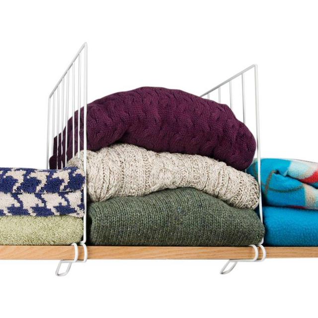Green Mountain Imports - Evelots Closet Wood Shelf Divider-New & Improved-Separator-Easy Clip-Steel-Set/8