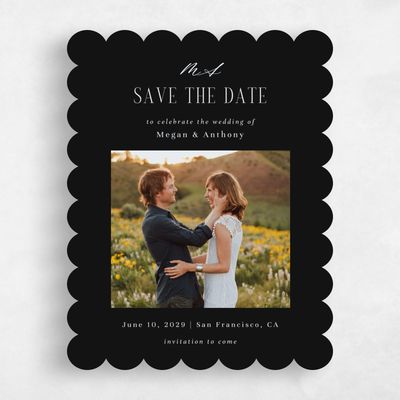 Black Scalloped Wedding Save the Date - Uzes Photo