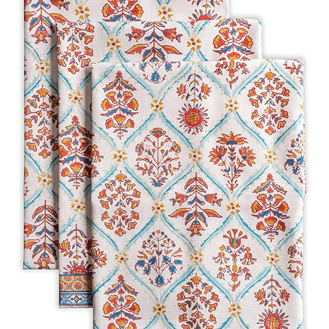 Maison d' Hermine Romane 100% Cotton Set of 3 Multi-Purpose Kitchen Towel Soft Absorbent Dish Towels | Tea Towels | Bar Towels | Thanksgiving/Christmas (20 Inch by 27.50 Inch)