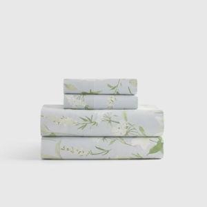 Classic Organic Percale Sheet Set in Blue Garden