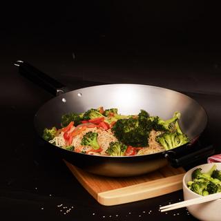 Professional Series Flat Bottom Wok with Phenolic Handles