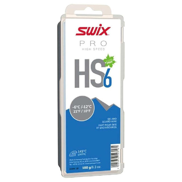 Swix HS6 Blue High Speed Ski & Snowboard Wax for Moderate Temperatures - 180g