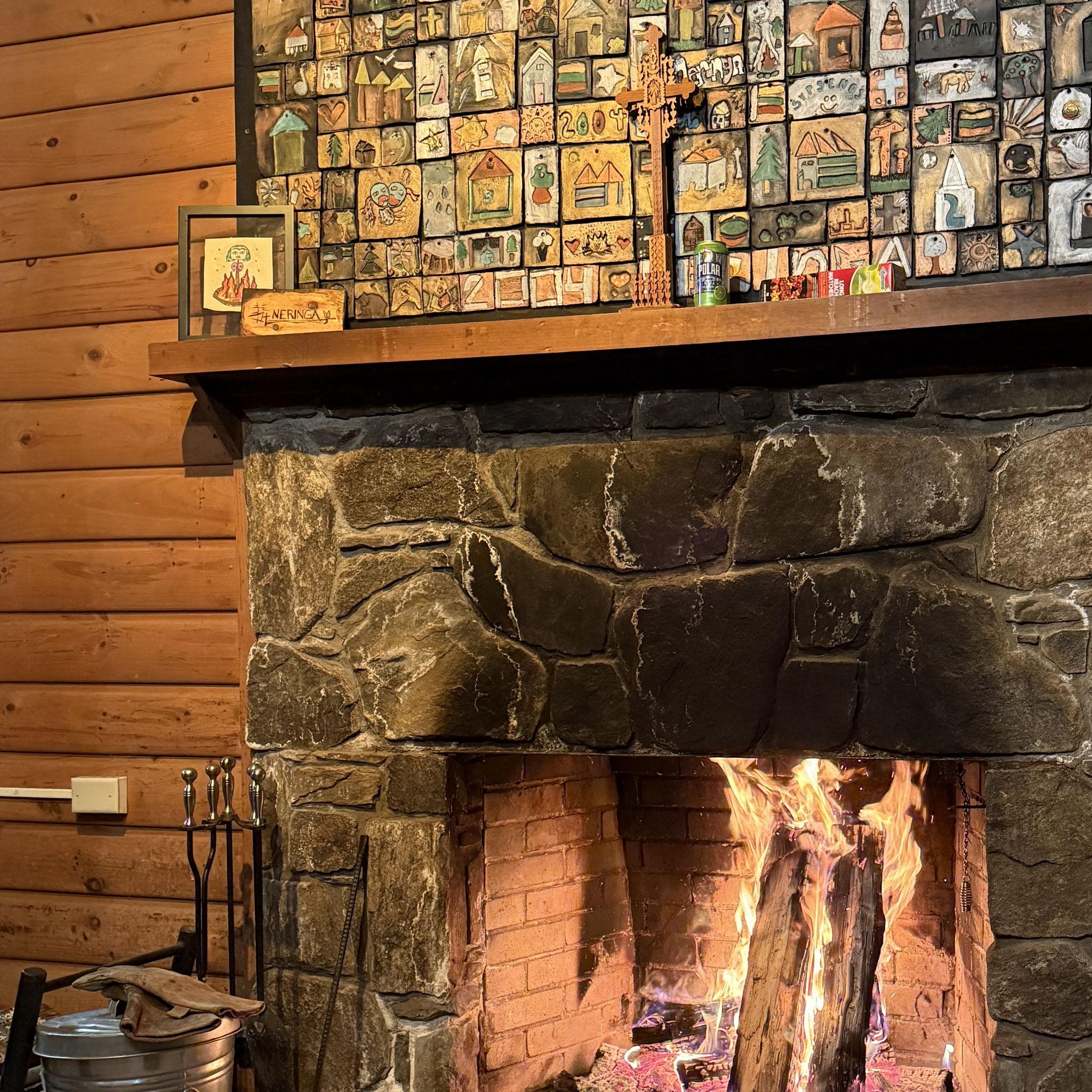 Camp Neringa fireplace