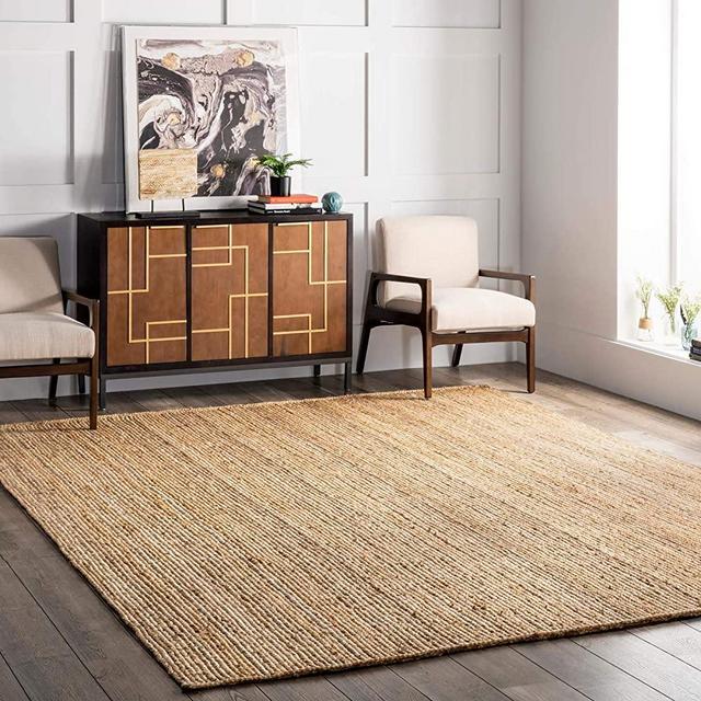 nuLOOM Rigo Hand Woven Jute Area Rug, 4' x 6', Natural