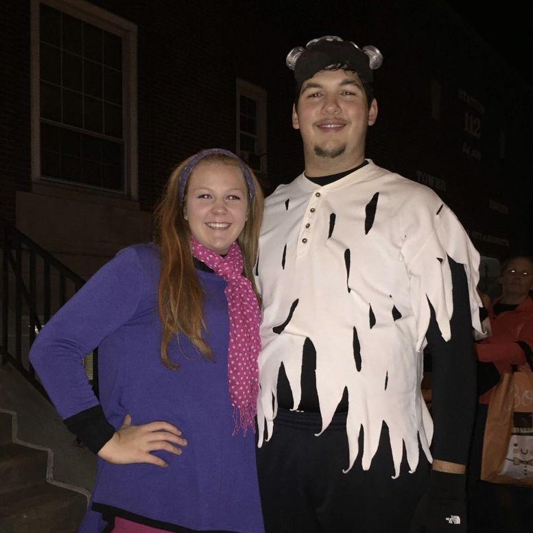 high school Halloween parade as Daphne and the Scooby-Doo monster