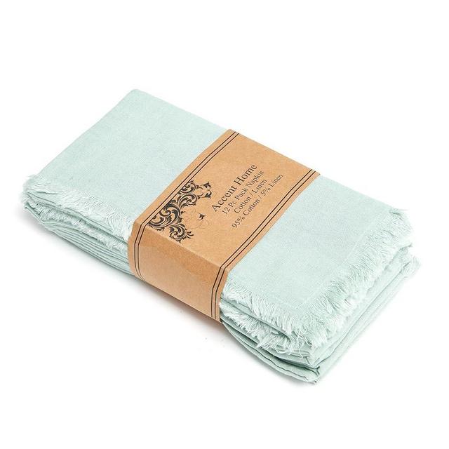 ACCENTHOME Teal Cotton Linen Napkin Set of 12 18x18 inch Dinner Napkins - Washable Soft Premium Hotel Quality Reusable Napkins Perfect Table Napkins for Family Dinners, Weddings