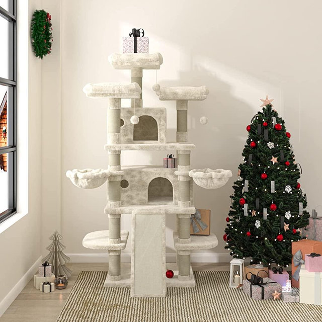 Allewie 68 Inches Large Multi-Level Cat Tree Condo with Sisal Scratching Posts, Perches, Houses, Hammock and Baskets, Cat Tower Furniture Kitty Activity Center Kitten Play House
