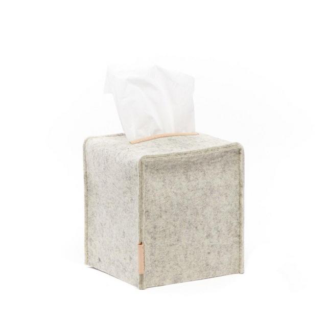 Tissue Box Cover Size Small in Heather White